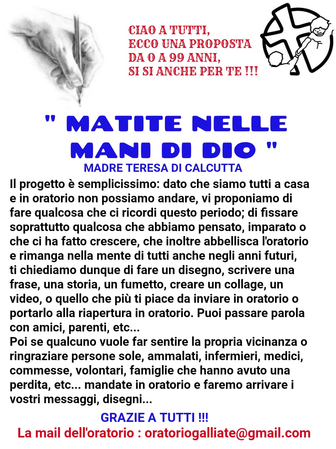 Matite nelle mani di Dio