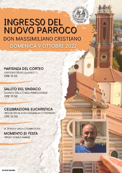 Accoglienza del nuovo Parroco Don Max – 9 ottobre ore 15:30