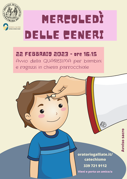 Mercoledì delle Ceneri – 22 febbraio 2023- Quaresima 2023