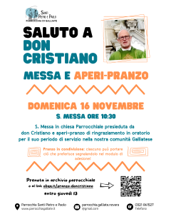 Salutiamo don Cristiano